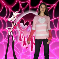 Angel Dust heart fweater pink striped Hazbin hotel merch Thumbhole cuffs Jumper Angel Dust heart fweater pink striped Hazbin hotel merch Thumbhole cuffs Jumper